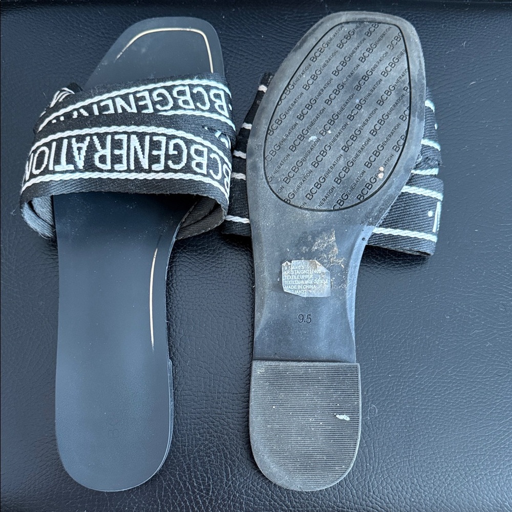BCBGeneration Black Logo Slide Sandals